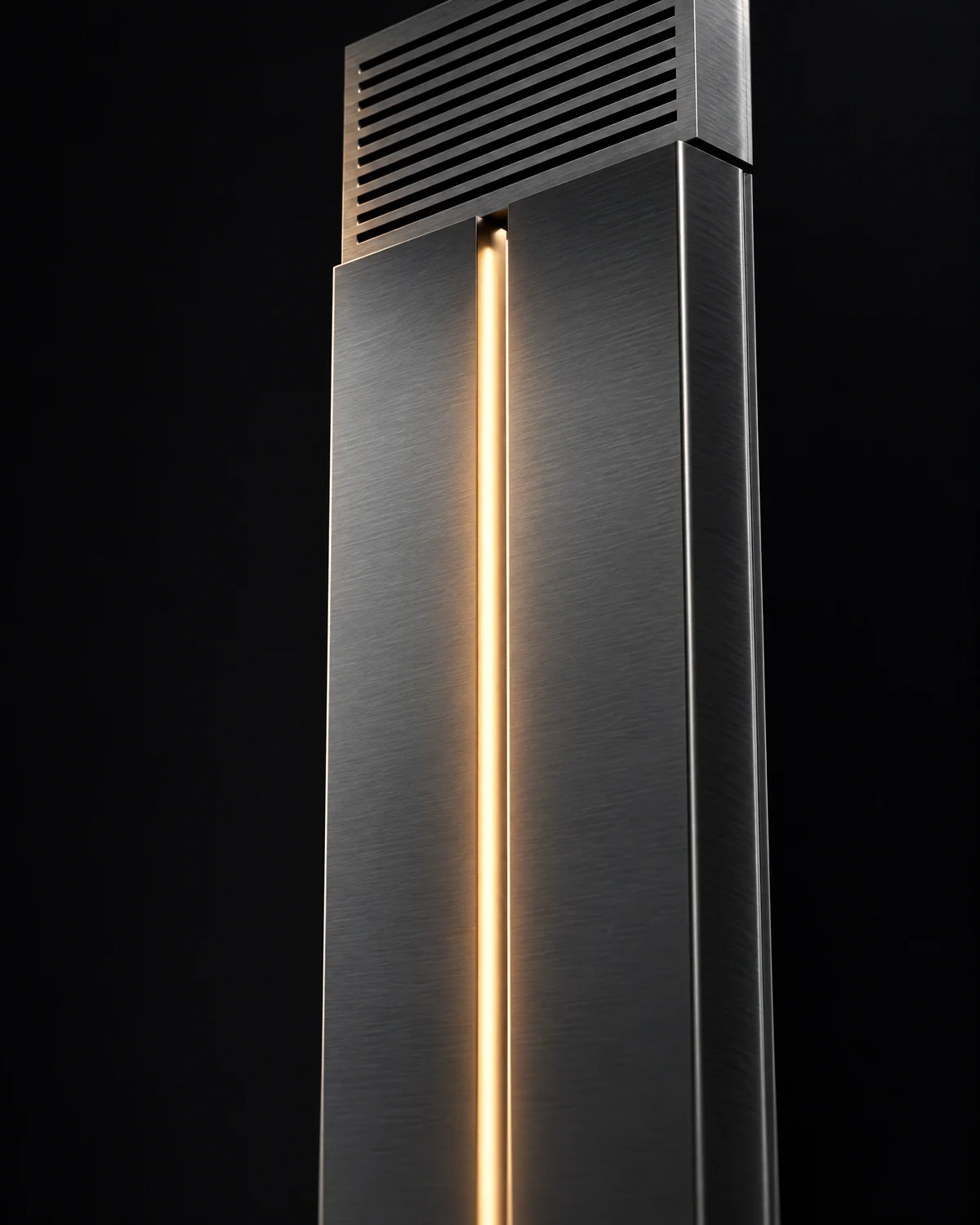 Detail of the vent grille and light groove at the top of the graphite unit